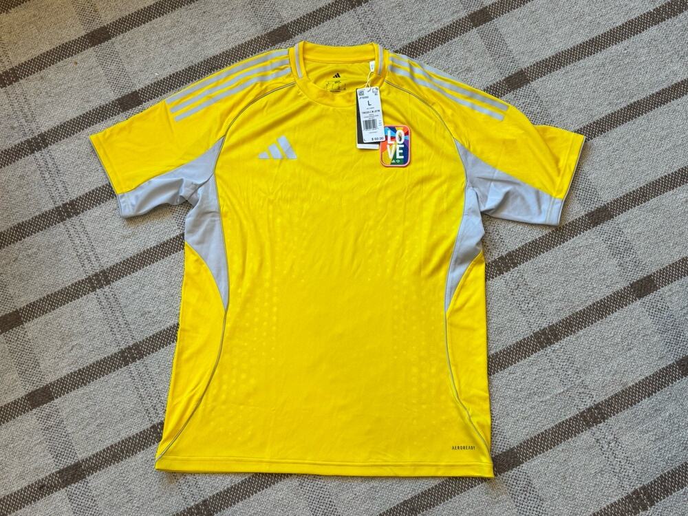 Adidas Tiro 25 Competition Jersey Men’s Large Yellow “love” New Soccer Football